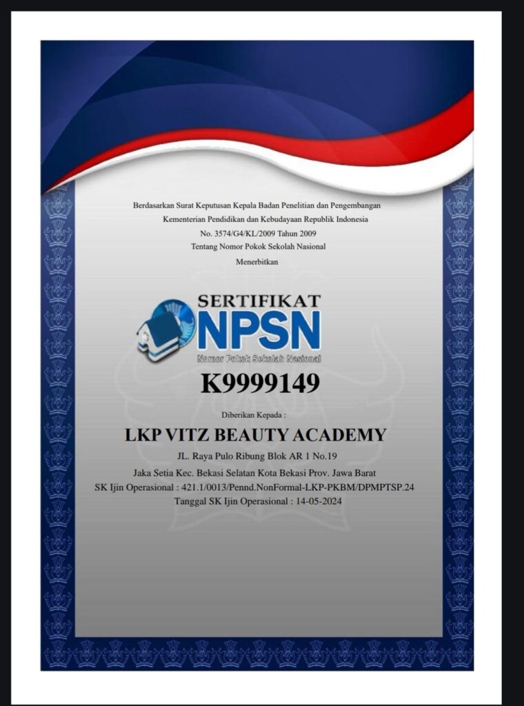 Sertifikat NPSN LKP Vitz Beauty Academy Bekasi